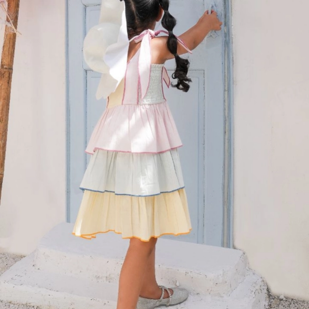 yo baby Genelia Layerd Dress: Multi-Color