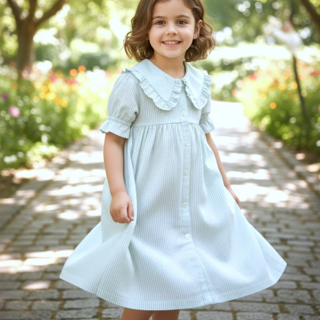 yo baby Button Front Stripe Dress w/Collar