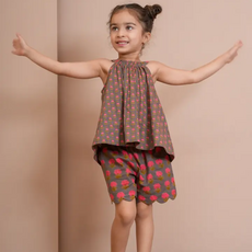 yo baby Halter Top and Shorts Set:   Earthy Brown