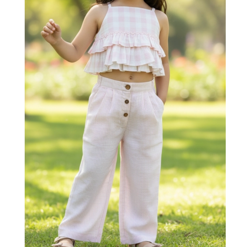 yo baby Ariana Top and Pant Set: Pastel Pink