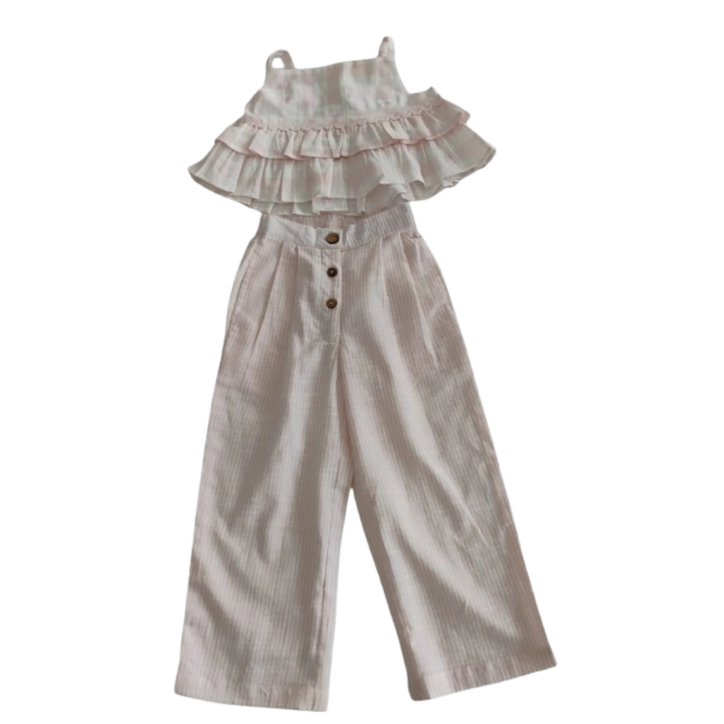 yo baby Ariana Top and Pant Set: Pastel Pink