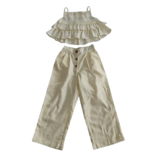 yo baby Ariana Top and Pant Set: Pastel Yellow