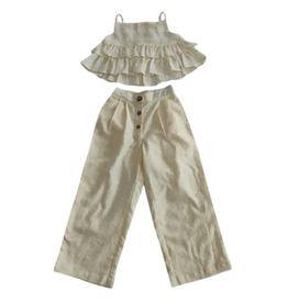 yo baby Ariana Top and Pant Set: Pastel Yellow