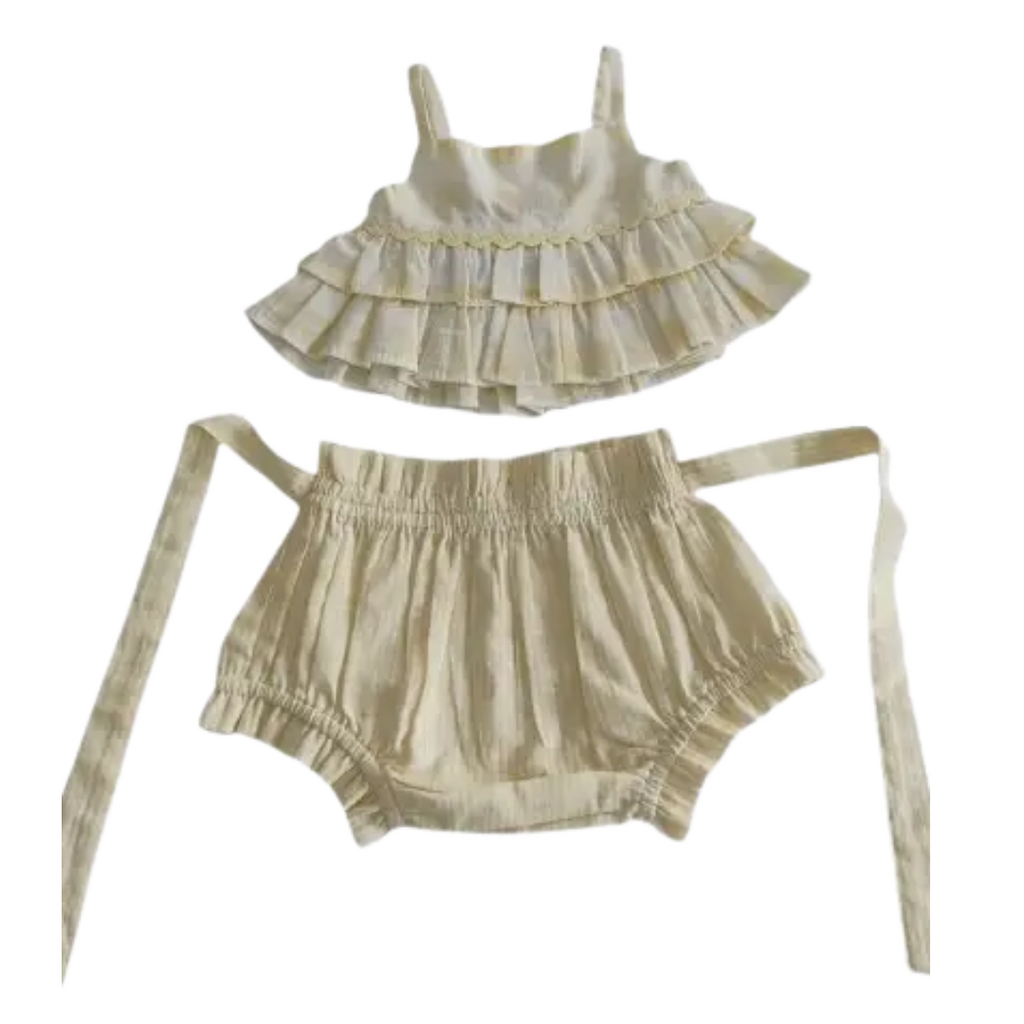 yo baby Ariana Top w/Bloomer: Pastel Yellow