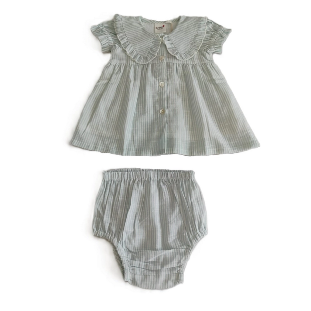 yo baby Button Front Dress/Bloomer w/Collar