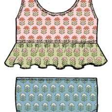 PINK CHICKEN girls palmer tankini - multi prairie block print