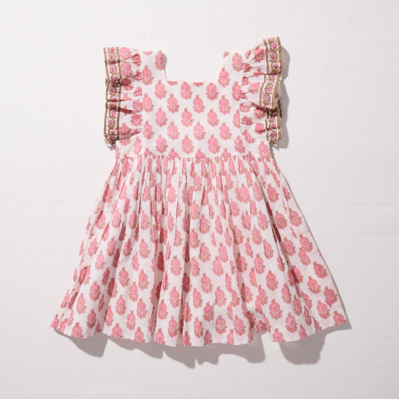 PINK CHICKEN Girls Elsie Dress-Pink Dahlia Floral