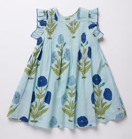PINK CHICKEN Girls Jaipur Dress-Light Blue Dandelion