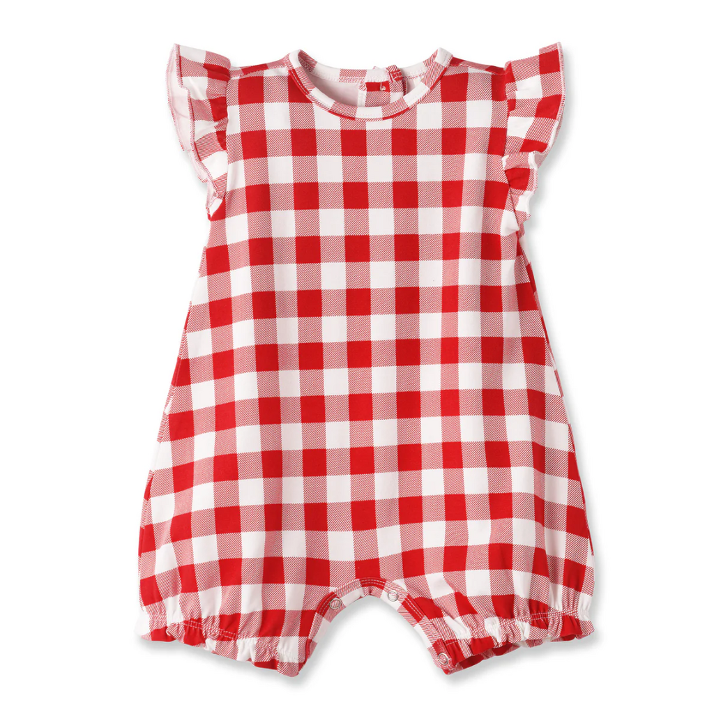 TESA BABE Picnic Plaid-Red Soft Bamboo Bubble Romper