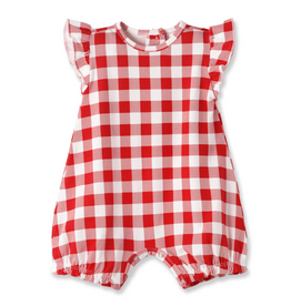 TESA BABE Picnic Plaid-Red Soft Bamboo Bubble Romper