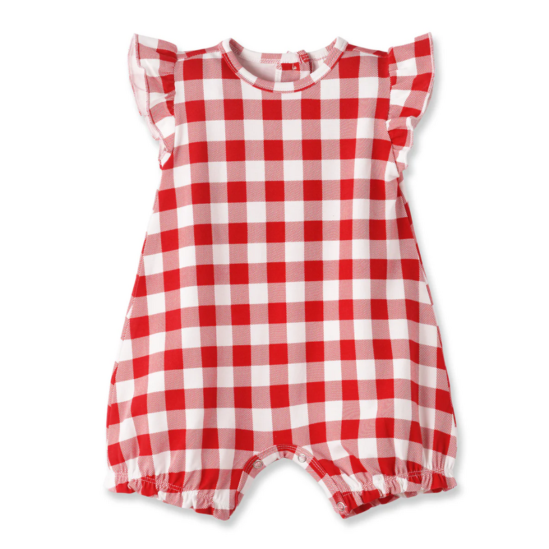 TESA BABE Picnic Plaid-Red Soft Bamboo Bubble Romper