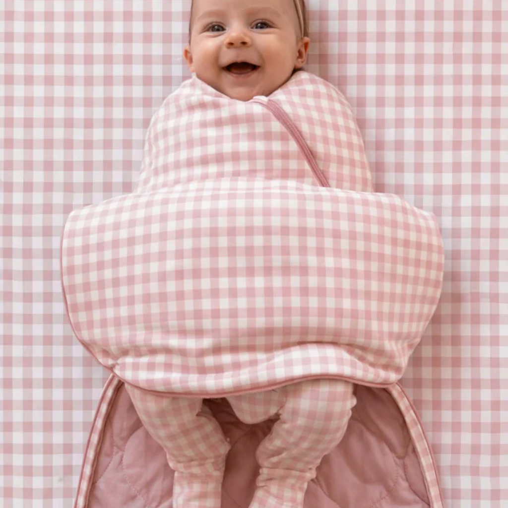 GUNAMUNA SWADDLE-PINK GINGHAM