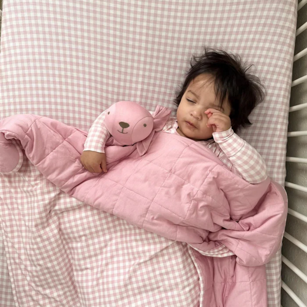 GUNAMUNA CLOUD BLANKET-PINK GINGHAM
