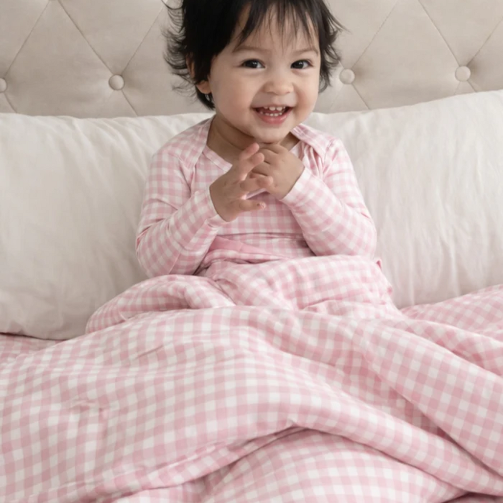 GUNAMUNA CLOUD BLANKET-PINK GINGHAM