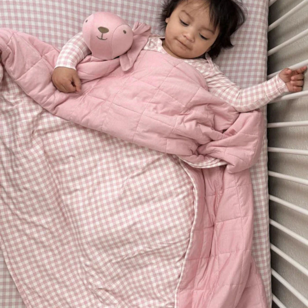 GUNAMUNA CLOUD BLANKET-PINK GINGHAM