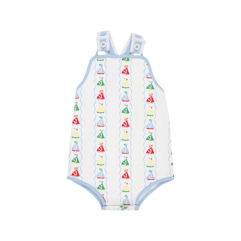 THE BEAUFORT BONNET COMPANY SKIPPER SUNSUIT - PIMA Set Sail/Beale Street Blue/Worth Ave White