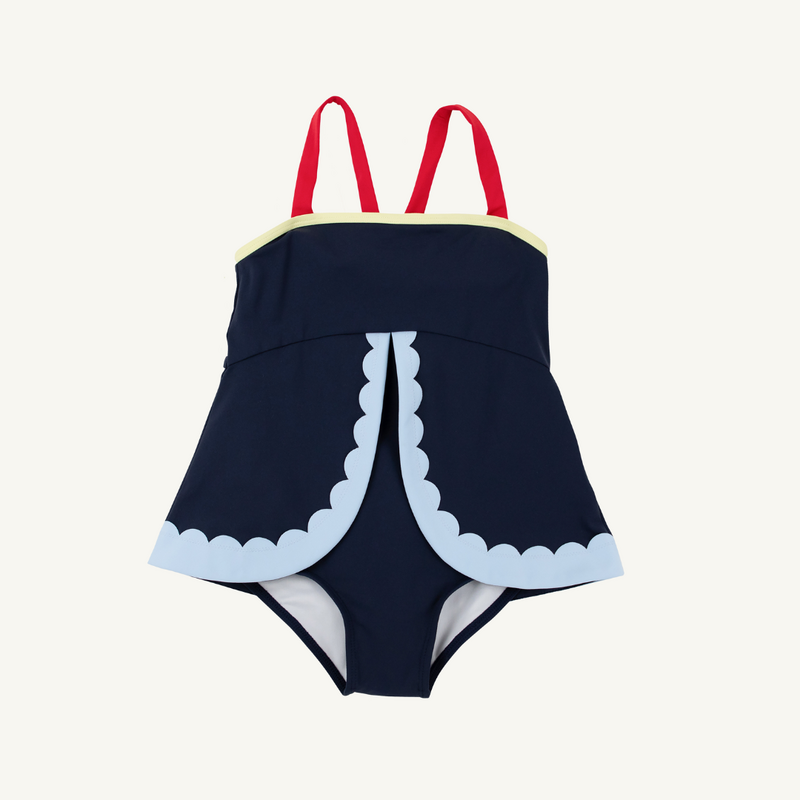 THE BEAUFORT BONNET COMPANY STRATFORD SCALLOP SWIMSUIT Nantucket Navy/Red/Yell