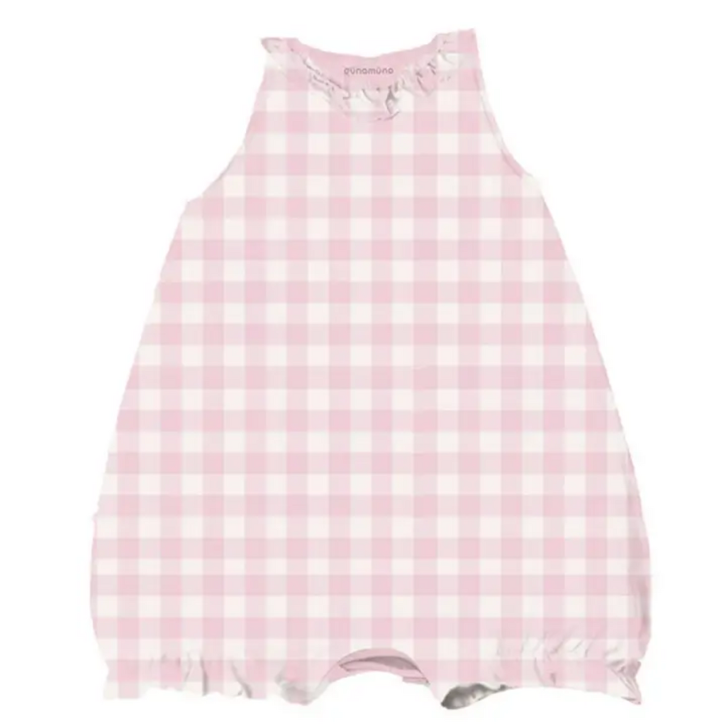 GUNAMUNA BUBBLE ROMPER-PINK GINGHAM