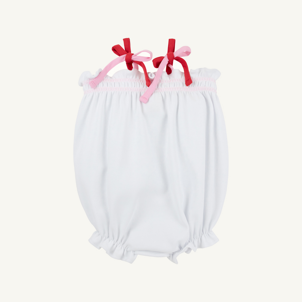 THE BEAUFORT BONNET COMPANY ROSEY ROMPER-PIMA Worth Ave White/Pink/Red