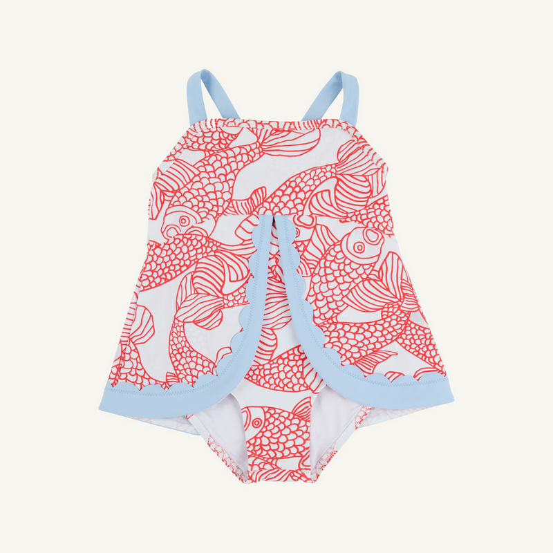 THE BEAUFORT BONNET COMPANY STRATFORD SCALLOP SWIMSUIT Big Fish (Red)/Beale Street Blue