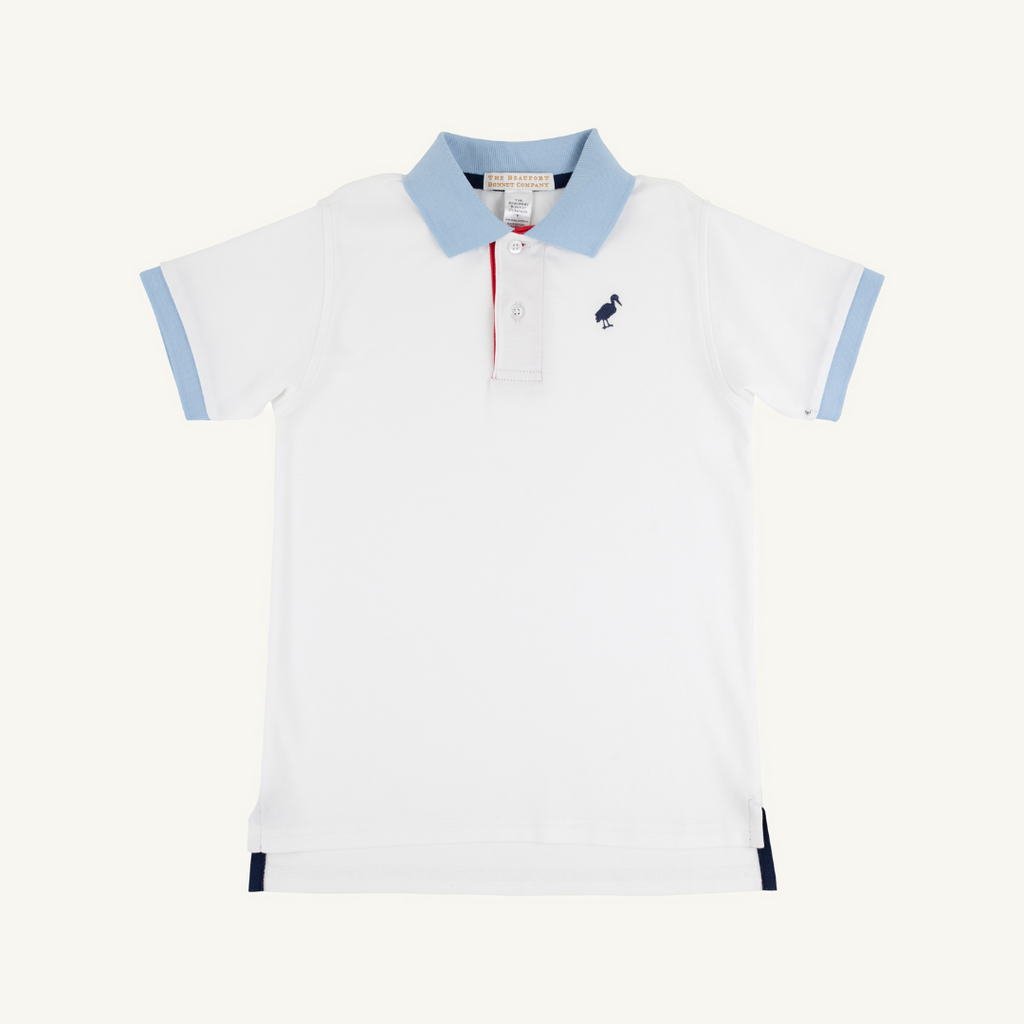 THE BEAUFORT BONNET COMPANY PRIM & PROPER POLO SS-PIMA Worth Ave White/Blue/Red/Nvy
