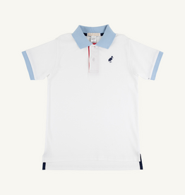 THE BEAUFORT BONNET COMPANY PRIM & PROPER POLO SS-PIMA Worth Ave White/Blue/Red/Nvy