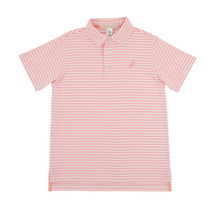 THE BEAUFORT BONNET COMPANY PRIM AND PROPER POLO SS-PIMA Sanibel Salmon Stripe/Pompano Peach