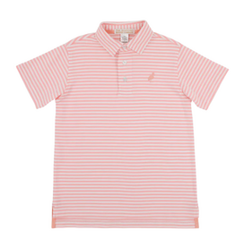 THE BEAUFORT BONNET COMPANY PRIM AND PROPER POLO SS-PIMA Sanibel Salmon Stripe/Pompano Peach