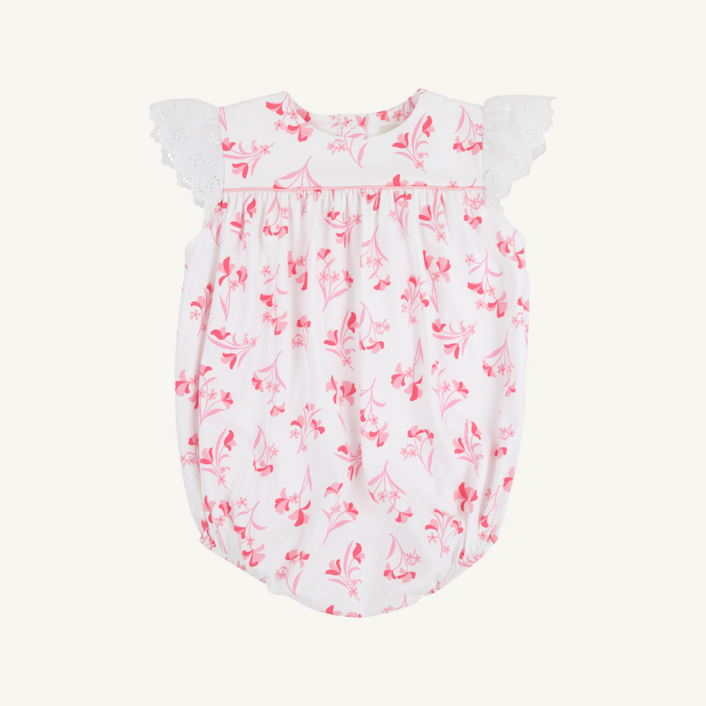 THE BEAUFORT BONNET COMPANY ANGEL SLEEVE BLYTHE BUBBLE Fontaine Floral/Worth Ave White