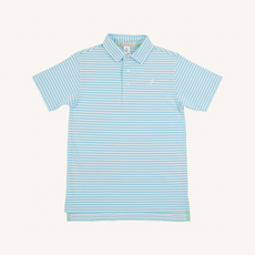 THE BEAUFORT BONNET COMPANY Prim and Proper Polo SS-Pima Brookline Blue Stripe/Worth Ave White