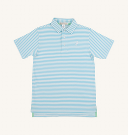 THE BEAUFORT BONNET COMPANY Prim and Proper Polo SS-Pima Brookline Blue Stripe/Worth Ave White