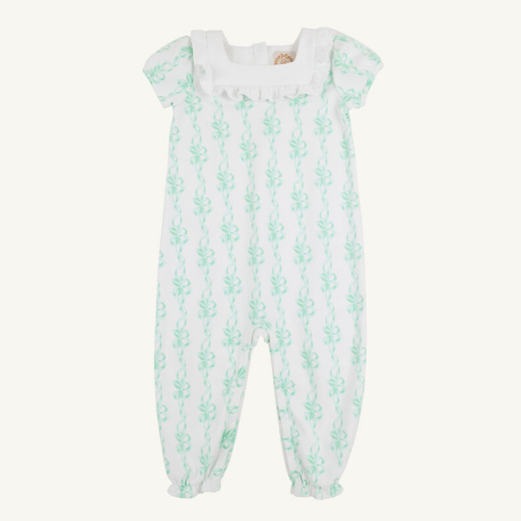 THE BEAUFORT BONNET COMPANY SHORT SLEEVE DARIA DAY ROMPER Befitting Bows/Worth Ave White