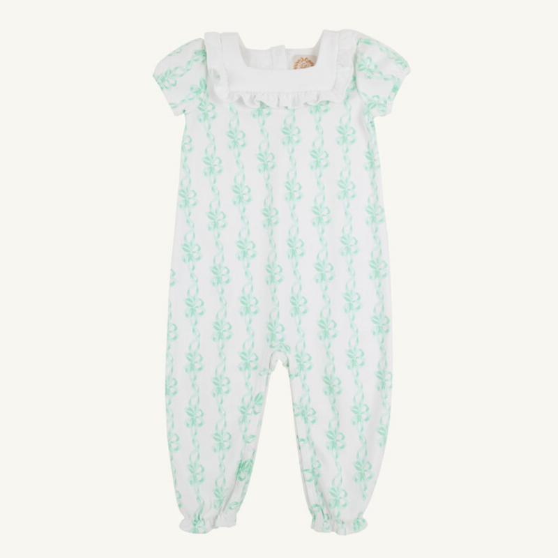 THE BEAUFORT BONNET COMPANY SHORT SLEEVE DARIA DAY ROMPER Befitting Bows/Worth Ave White