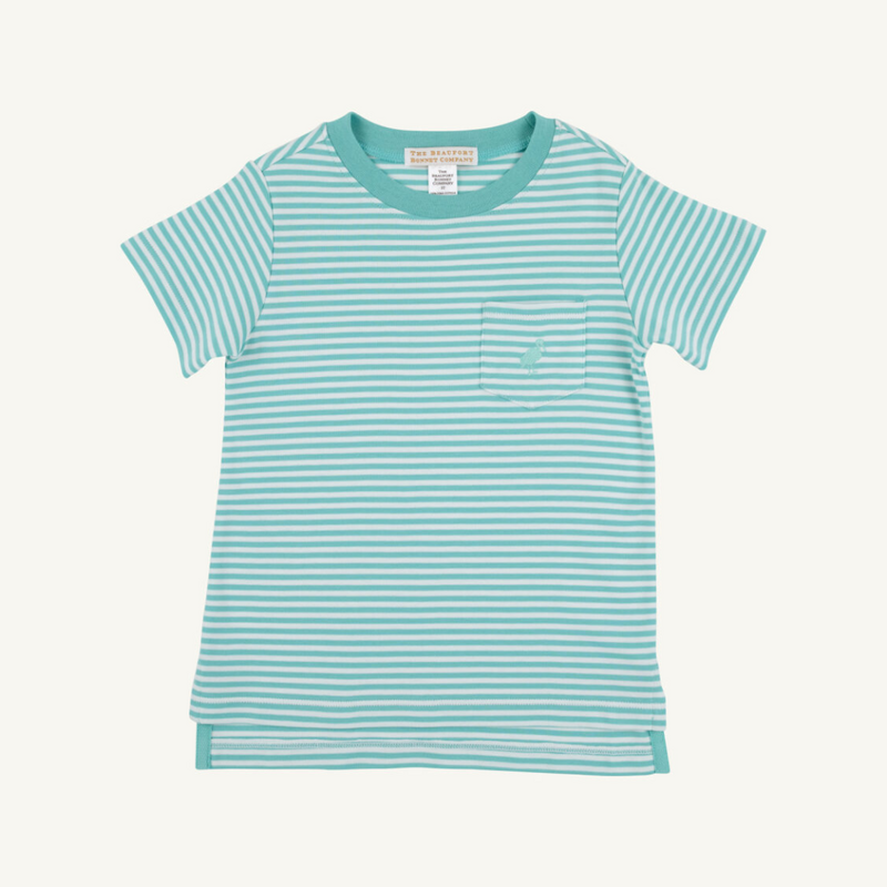 THE BEAUFORT BONNET COMPANY CARTER CREWNECK Turks Teal Stripe/Turks Teal