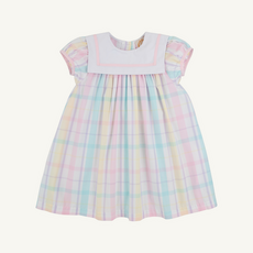 THE BEAUFORT BONNET COMPANY STEWART'S SQUARE COLLAR DRESS Brunch Plate Plaid/Wht/Pk