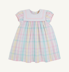 THE BEAUFORT BONNET COMPANY STEWART'S SQUARE COLLAR DRESS Brunch Plate Plaid/Wht/Pk