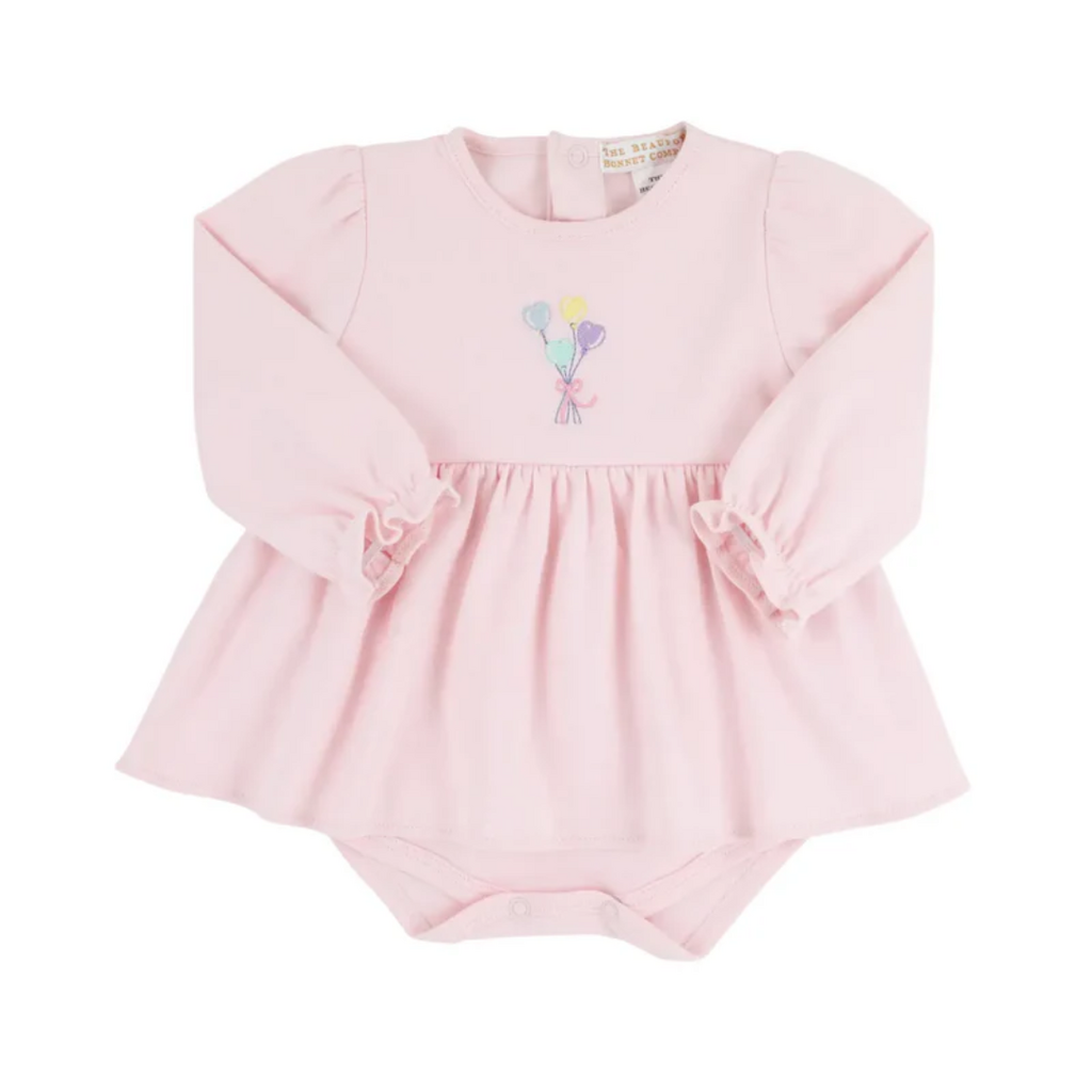 THE BEAUFORT BONNET COMPANY LS DAISY DIAPER COVER DRESS Palm Beach Pink/Balloons