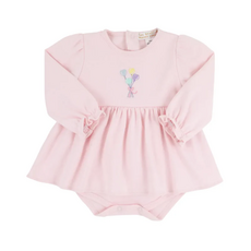 THE BEAUFORT BONNET COMPANY LS DAISY DIAPER COVER DRESS Palm Beach Pink/Balloons