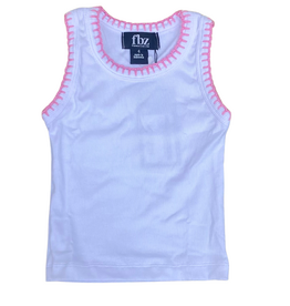 FLOWERS BY ZOE White Top w/Pink Trim