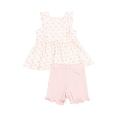 ANGEL DEAR Vintage Mini Bows Square Neck Ruffle Tank and Bike Short