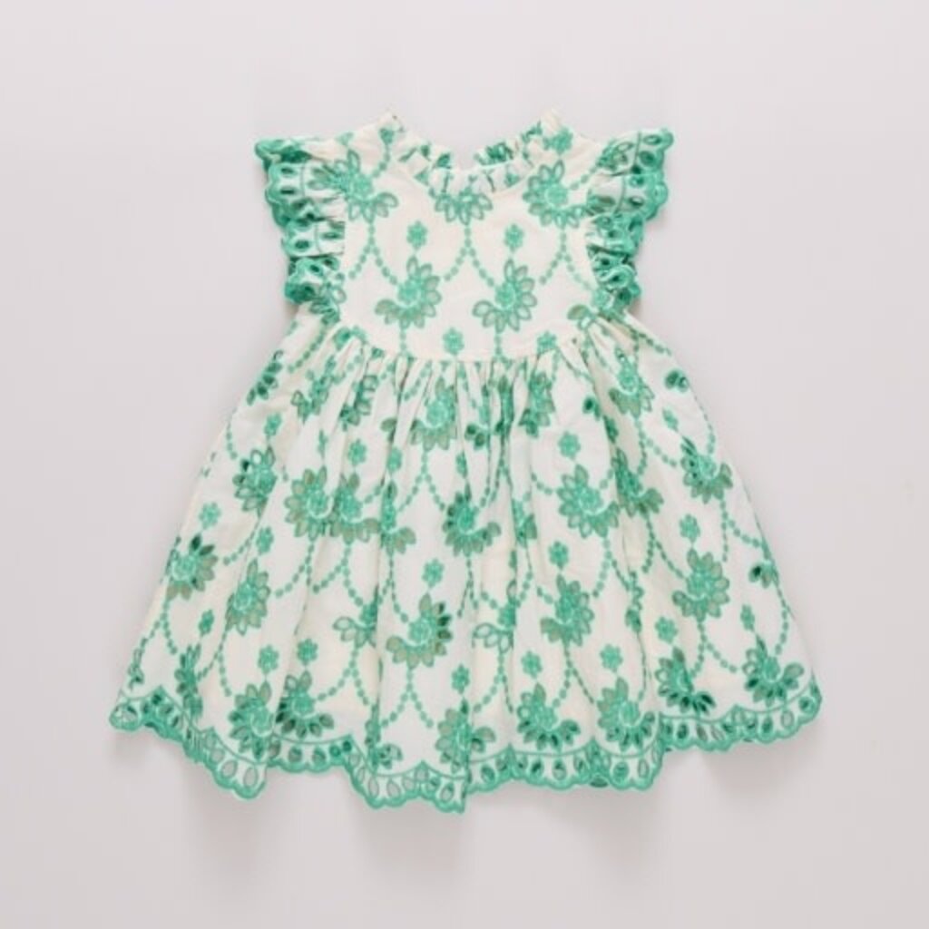 PINK CHICKEN girls cynthia dress - kelly green eyelet