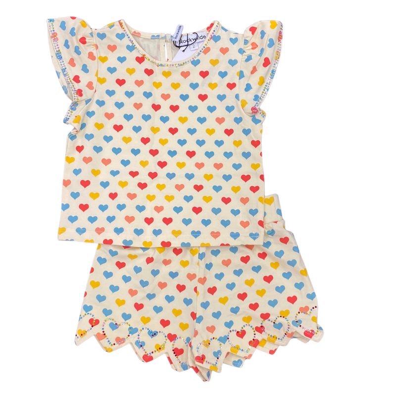 ROCKWILDE HEART TOP W/SKORT RHINESTONE DETAIL