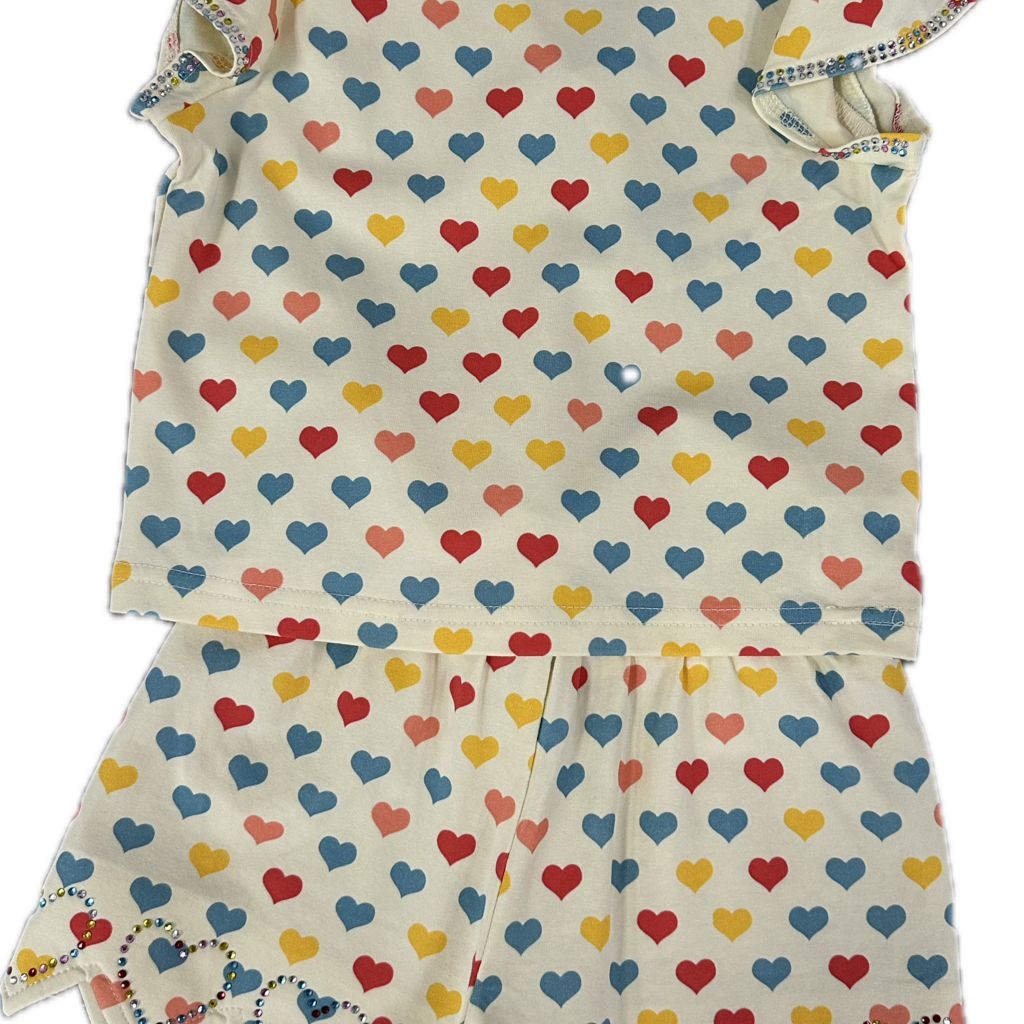 ROCKWILDE HEART TOP W/SKORT RHINESTONE DETAIL