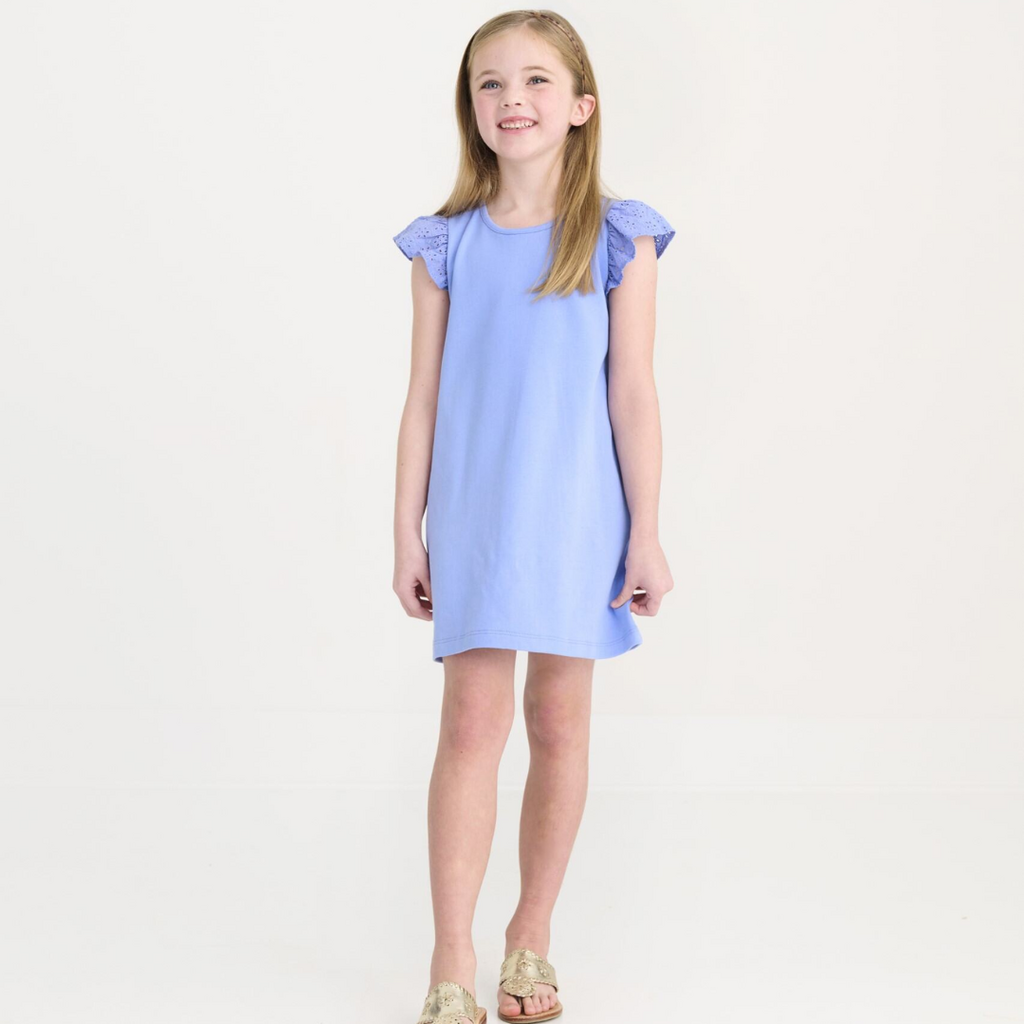 THE BEAUFORT BONNET COMPANY ELLEN'S EYELET DRESS-Barbados Blue