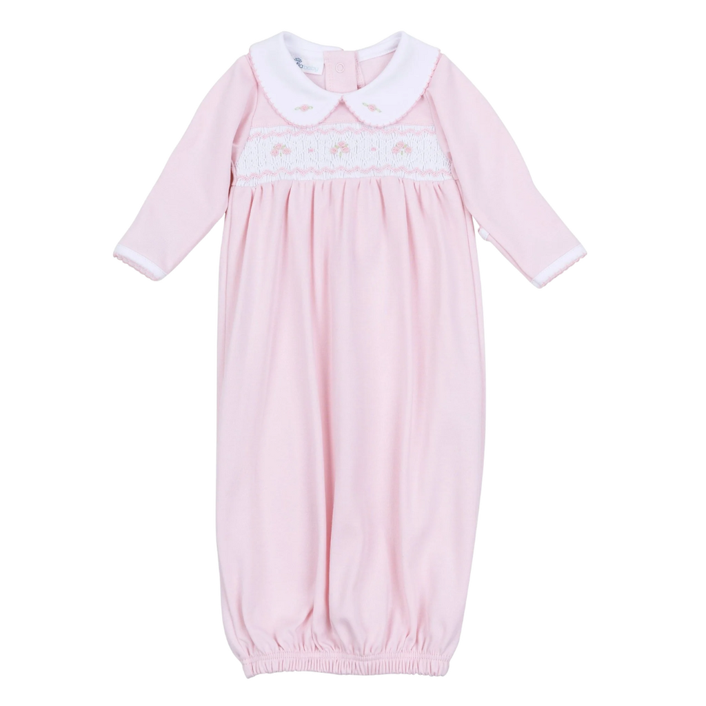 MAGNOLIA BABY Lillian Smocked Gathered Gown-Pink