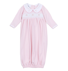 MAGNOLIA BABY Lillian Smocked Gathered Gown-Pink