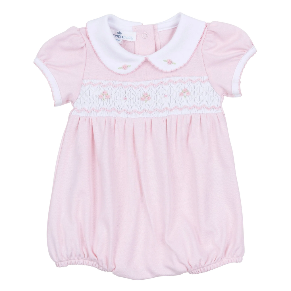 MAGNOLIA BABY Lillian Smocked Bubble-Pink