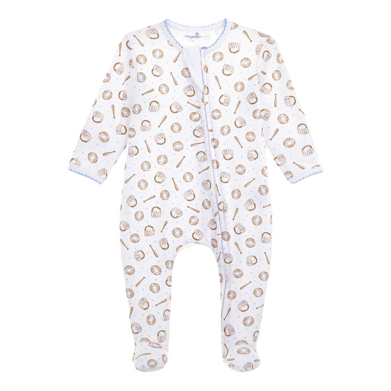 MAGNOLIA BABY Precious Lil' Sluggers Print Zip Footie-Lt Blue