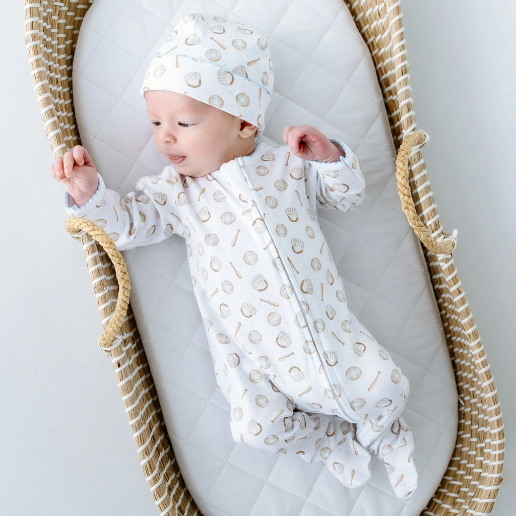 MAGNOLIA BABY Precious Lil' Sluggers Print Zip Footie-Lt Blue