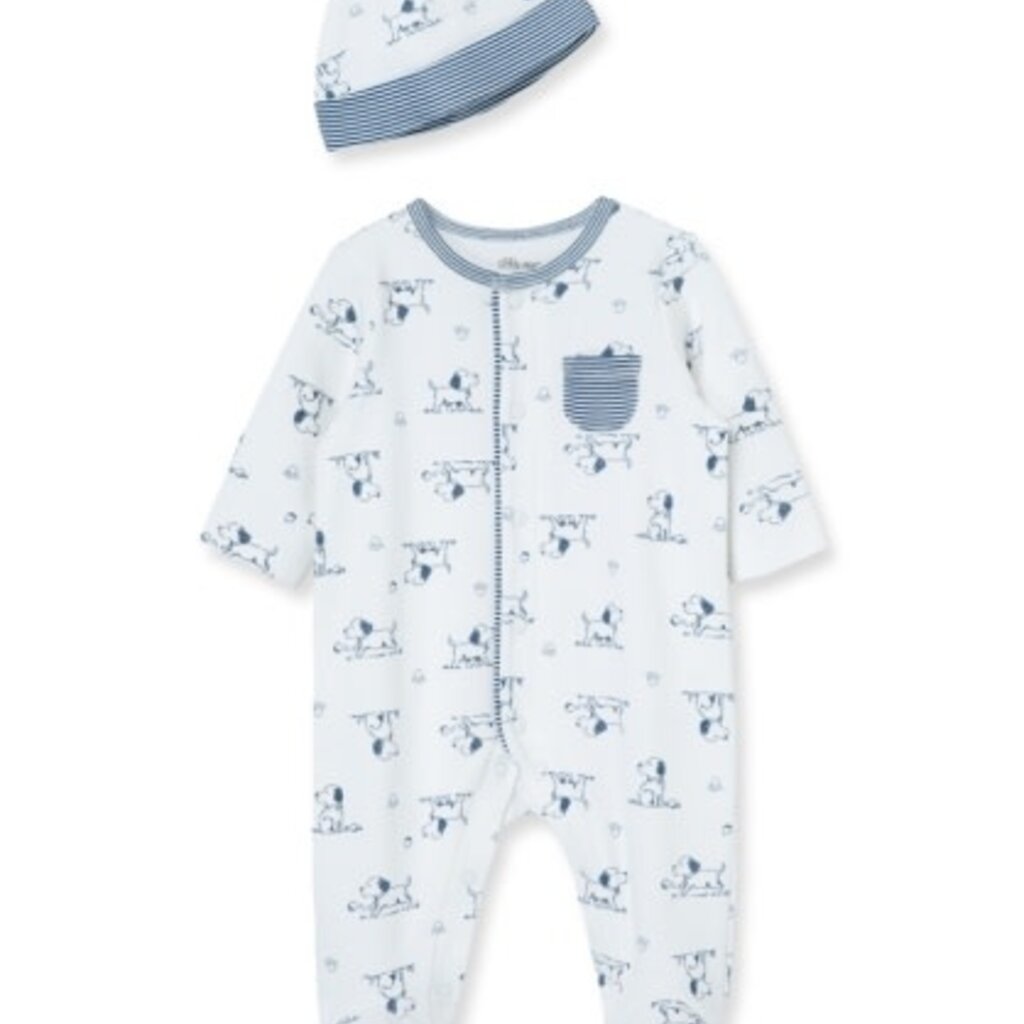 Little Me puppy toile footie/hat